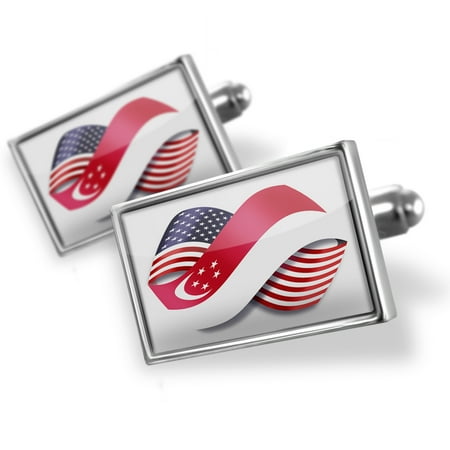 Cufflinks Infinity Flags USA and Singapore - NEONBLOND