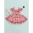 thumbnail image 4 of Bagilaanoe 4th of July Dress for Kids Girls Independence Day Dress Stars Stripe Print Ruffles Sling Dress Toddler Summer Sleeveless Princess Dress, 4 of 9