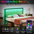 thumbnail image 2 of AOILE Full Size Plastic Rattan Iron Bed Frame with Headboard, Modern Style Platform Bed, No Box Spring Needed (With RGB LED), 2 of 8