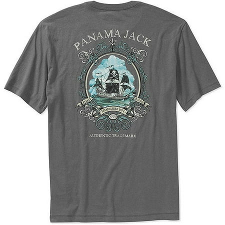 Panama Jack Men's Skull Pirate Ship Graphic Tee