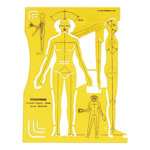 Traceease Male Human Figure Template Stencils Fashion Designers Drafting Tools, Male Human Figure Template