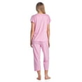 thumbnail image 3 of Casual Nights Women's Short Sleeve Embroidered Floral Capri Pajama Set, 3 of 5