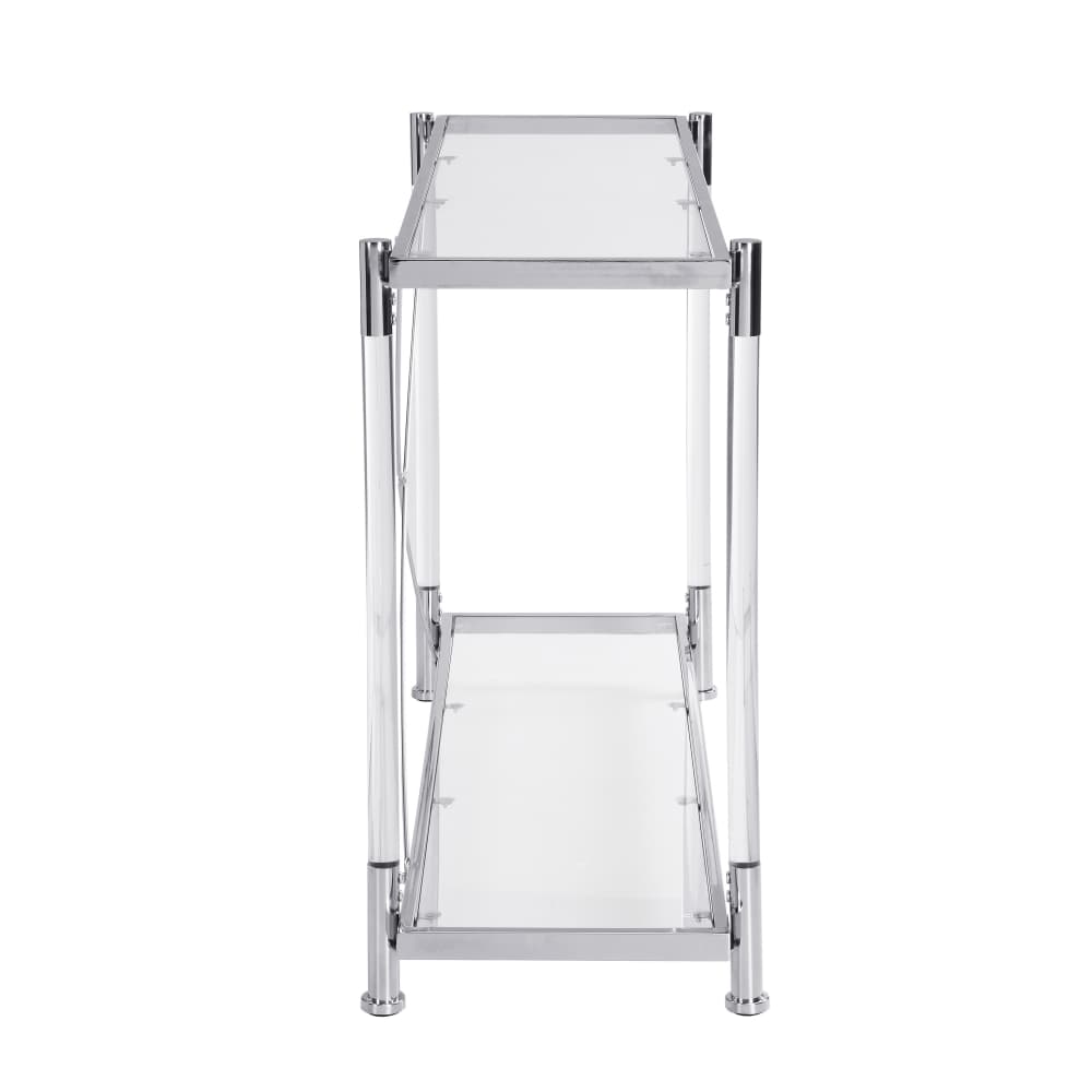 Tcbosik 43.3" Console Table with Open Shelf, Modern Sofa Table with Glass Top and Acrylic Legs, Entryway Table for Living Room, Hallway, Foyer, Chrome