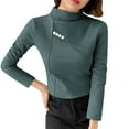 thumbnail image 3 of Hauts en Molleton pour Femmes, Couleur Unie Manches Longues Molleton Double Face, Couche de Base pour Femmes, 3 of 6