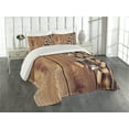 thumbnail image 2 of Ambesonne Rustic Quilted Coverlet 3 Pcs, Wooden Table Wine Corks, King Size, Brown, 2 of 4