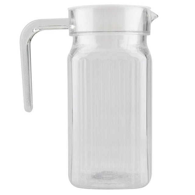 Acrylic Pitcher Transparent Bottle with Lid, Striped WaterJuice Jug Nonslip Handle for Home Homemade Beverage Transparent (500ML)