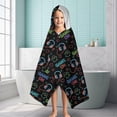 thumbnail image 6 of Colorful Controllers Games Icons Black Pattern Hooded Bath Towel，60"x35" for Ages 3 To 12 Kids, Quick Dry Lightweight Soft Microfiber Hood Beach Towel Cover Up for Kids, 6 of 7