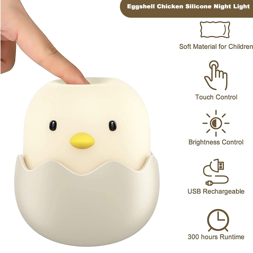 Warm Light 200 Hours Runtime Rechargeable Kids LED Lamp with Adjustable Brightness for Baby Room Bedroom Baby-Feeding Aappy Baby Night Light with Touch Sensor Safe ABS+Silicone 