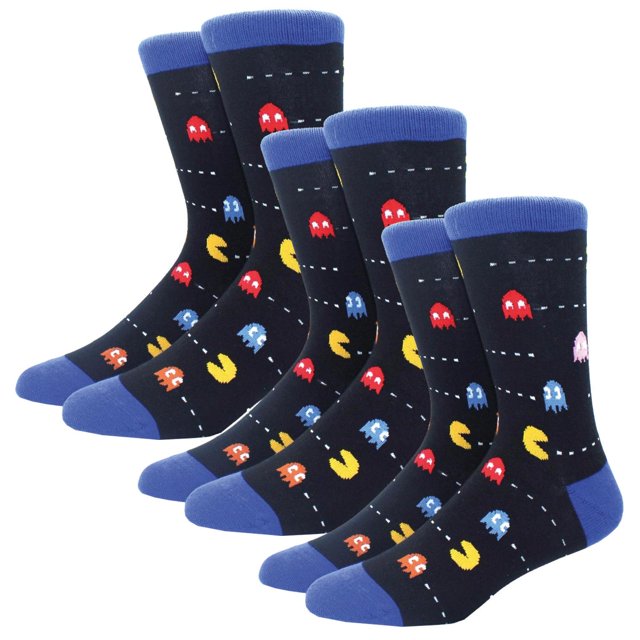Calcetas de Dibujo SockPacMan01 3Pares 6.5-10.5US PacMan Calcetines Tubo Medio Algodón.