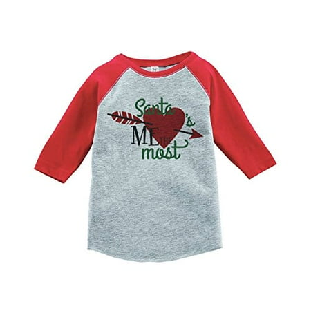 

Custom Party Shop Kids Santa Loves Me Christmas Raglan Shirt Red