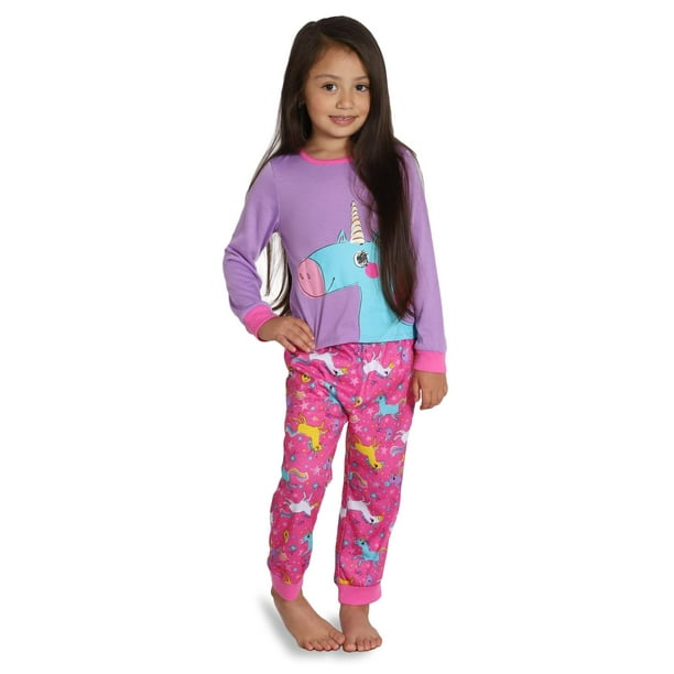 Komar Kids Pyjama pour Filles T-Shirt et Pantalon de Licorne Vêtements de Nuit