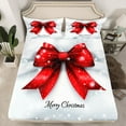 thumbnail image 2 of Manfei Red Kawaii Bowknot Full Size Sheets, Merry Christmas Bed Sheets, Glitter Winter Snowflake Sheet Sets, Breathable Home Decor, 4pcs, 2 of 7