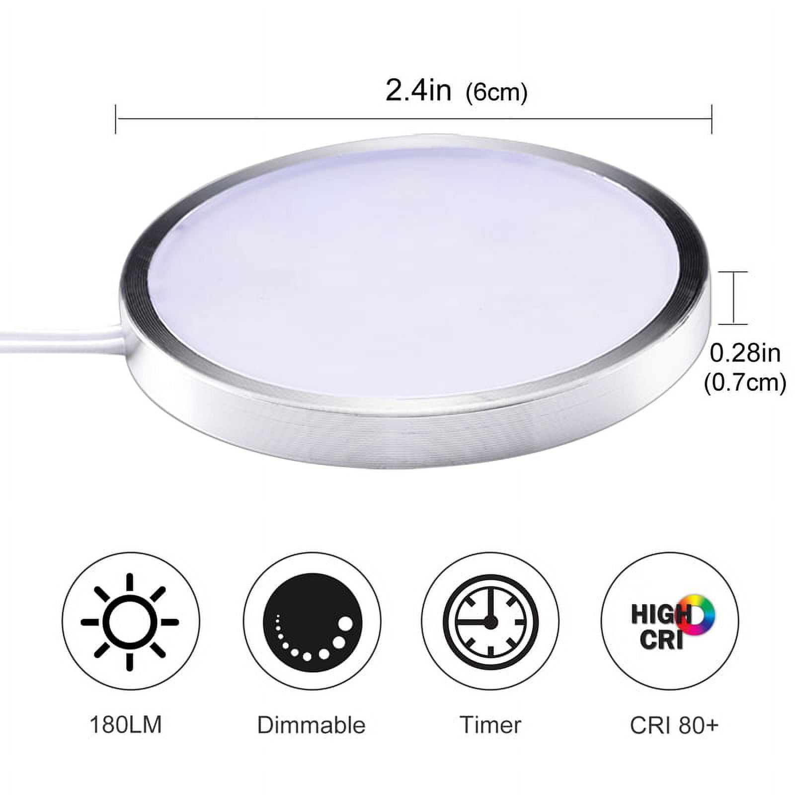 LED Under Cabinet Puck Light 6 Pack,Under Counter Lights With Wireless Timer Remote Dimmable
