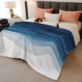 thumbnail image 2 of Navy Blue Ombre Throw Blanket, Flannel Fleece Blanket with Striped Design for Couch, Modern Moire Gradient Watercolor Soft Breathable All Season Plush Blankets for Sofa Chair Travel 32"x48", 2 of 9