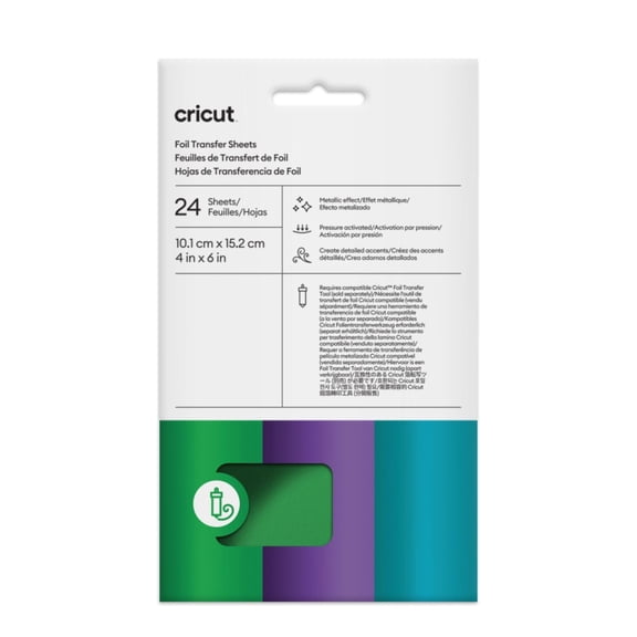 Cricut® Foil Transfer Sheets Sampler, Jewel (24 ct), 4" x 6",Sampler