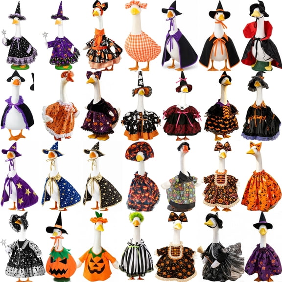 Halloween Porch Goose Outfits Fits 23inch, Thanksgiving and Halloween Porch Goose Clothes for Yard and Garden Decorations
