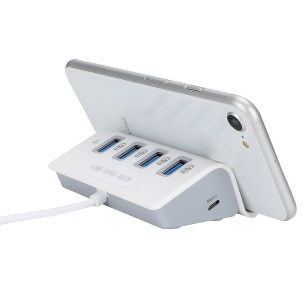 Adaptador de concentrador OTG con 4 puertos USB y múltiples interfaces para teléfono, tableta y computadora de escritorio