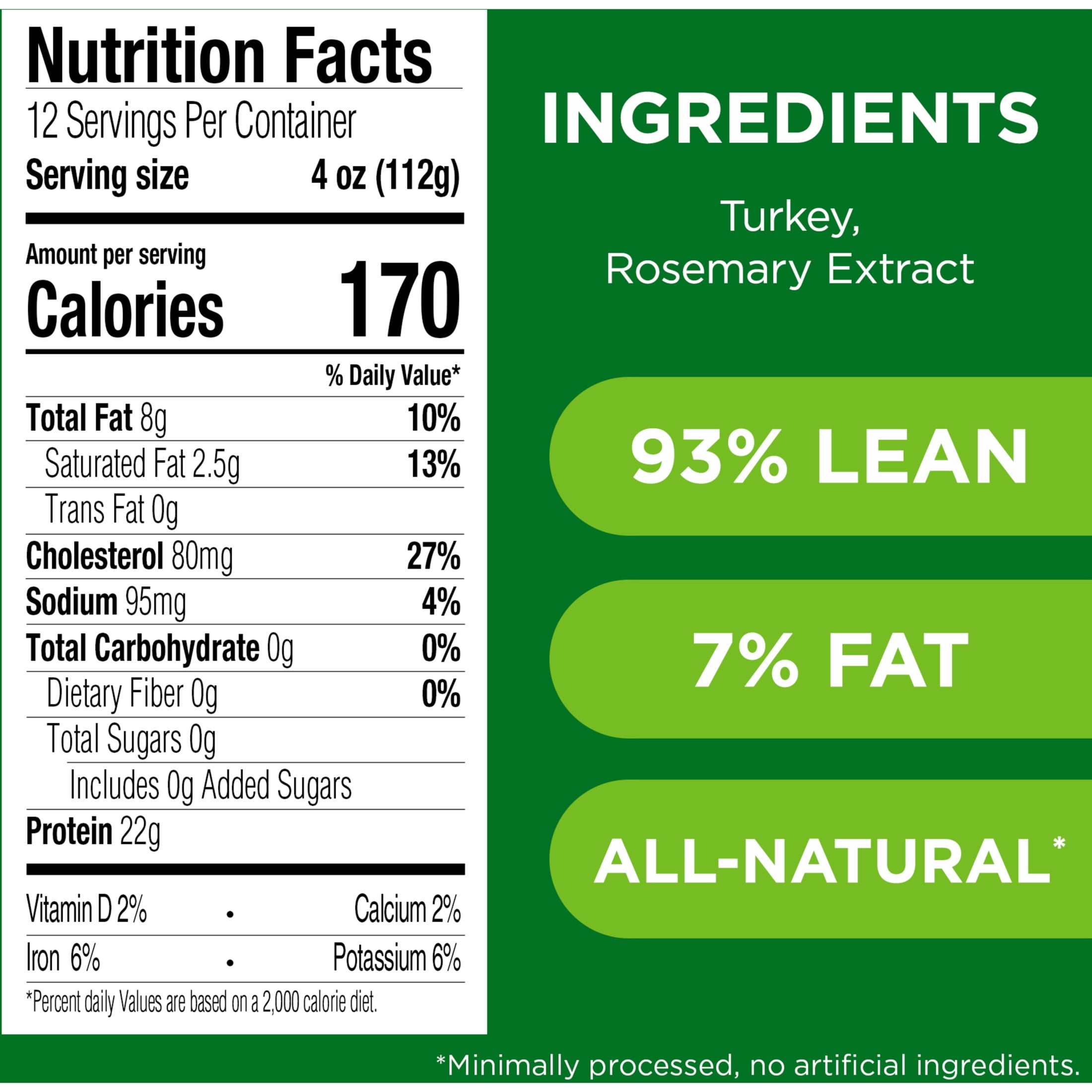 JENNIE-O Fresh Lean Ground Turkey, 93% Lean/7% Fat, All Natural, Refrigerated, 3 lb Plastic Tray