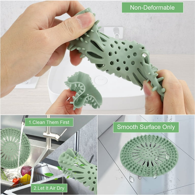 OROMYO 4pcs Square Shower Drain Hair Catcher 14.5x14.5CM Reusable Silicone Shower  Drain Cover Filter Hair Trap Keep Your Drains Smooth and Clean for Bathroom  Bathtub Kitchen 