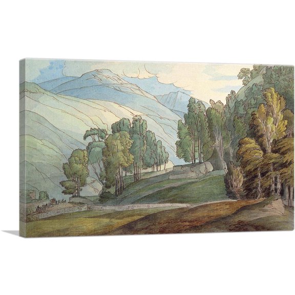 ARTCANVAS St John's In The Vale Looking Towards Grasmere 1786 Canvas Art Print by Francis Towne - Size: 18" x 12" (0.75" Deep)
