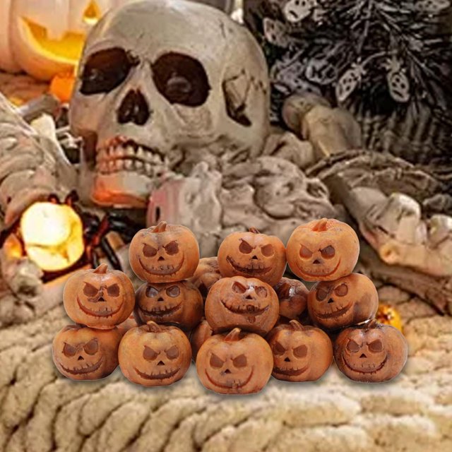20 piezas de figuritas de calabaza en miniatura, decoraciones de Halloween, esculturas de adornos, miniestatuas de resina para escritorio, paisaje de