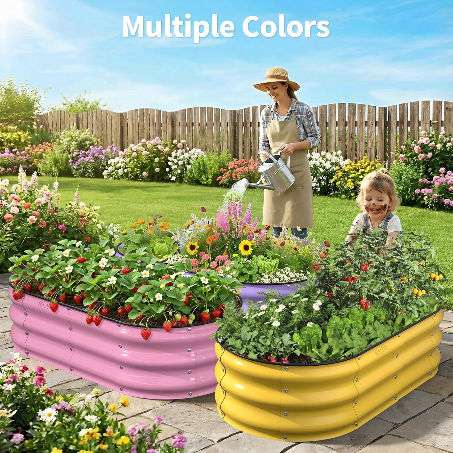 Raised Garden Bed, 4x2x1 FT Galvanized Steel Metal Raised Garden Bed, Oval Open-Bottom Design, 12-Inch Deep for Outdoor Vegetable & Herb Gardening, Blushing Pink
