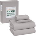 thumbnail image 1 of SHILIU-4 Pcs Cotton Sheets - 100% Natural Cotton Soft, Lightweight & Breathable Crispy Percale Bed Sheets, Twin Sheets Set 16" Deep Pockets, Opal Gray, 1 of 4