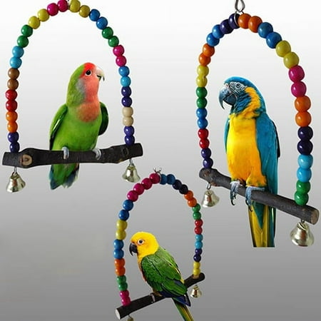 Besufy Pet Swing,Colorful Bird Toy Parrot Swing Cage Stand Frame Cockatiel Budgie Hanging Hammock