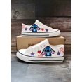 thumbnail image 2 of Cartoon Stitch Low Top Sneakers, Women's Lace Up Sports Shoes, Casual Comfortable Walking Shoes, 2 of 3