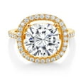 thumbnail image 2 of Gem Stone King 18K Yellow Gold Plated Silver White Moissanite Women Ring (5.69 Cttw, Available in Size 5, 6, 7, 8, 9), 2 of 3