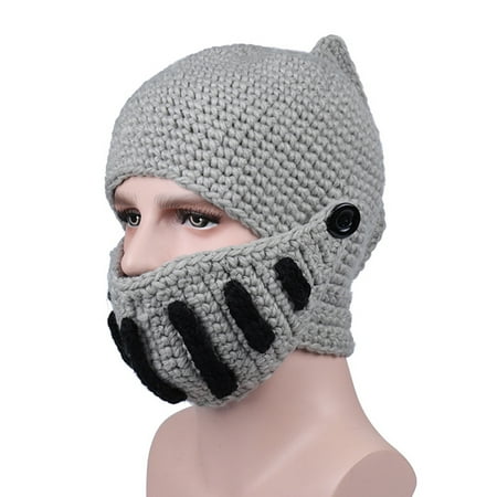 Knight Helmet  Knit Beanie Hat Cap Wind Mask