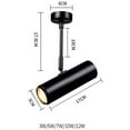 thumbnail image 2 of FSLiving High Accent 5W LED Spotlight Black Barrel Decorative Light Stage Spotlights Adjustable Up and Down Pendant Lighting 5.9ft Cord for Loft Gallery Exhibition, 2 of 3