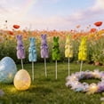 thumbnail image 4 of Easter Flocked Bunnies Figurine Easter Decorations, Flocked Easter Bunny Decor, Spring Tables Decoration Centerpieces Indoor Easter Decorating Bunnies for Home Office Party Supplies（Green）, 4 of 7
