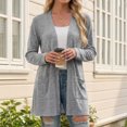 thumbnail image 3 of Women's Lightweight Cardigan Long Sleeve Sweater Open Front Casual Fall Cardigans with Pockets,Light Gray XL, 3 of 7