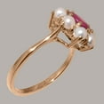 thumbnail image 3 of LBG British Made 14k Rose Gold Natural Ruby & Cultured Pearl Womens Statement Ring - 33 size options - Size 4.25, 3 of 6