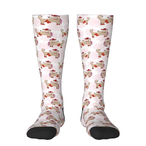 Balery Dachshund Dog Puppy Calcetines novedosos Calcetines deportivos Calcetines hasta la rodilla Calcetines de algodón Calcetines originales y geniales