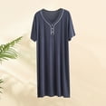 thumbnail image 2 of Dovford Fashion Mens Nightshirt Cotton Modal Nightgown V Neck Short Sleeve PJ Soft Long Sleepwear Loose Pajamas Sleep Shirt, 2 of 4