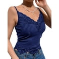 thumbnail image 4 of STARVNC Women V Neck Sleeveless Lace Trim Ribbed Cropped Top, 4 of 7