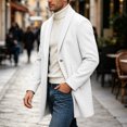 thumbnail image 5 of Yertdoel Pea Coats for Men Solid Lapel Wool Blend Trench Coat Button Front Mid Length Fashion Warm Outerwear with Pockets, M-3XL, 5 of 8
