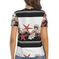 thumbnail image 3 of Fuzoiu Starfishes Shells Print Women's V-Neck T-Shirt,Women's Short Sleeve Top, Comfortable for Work, Leisure, and Sports, 3 of 7