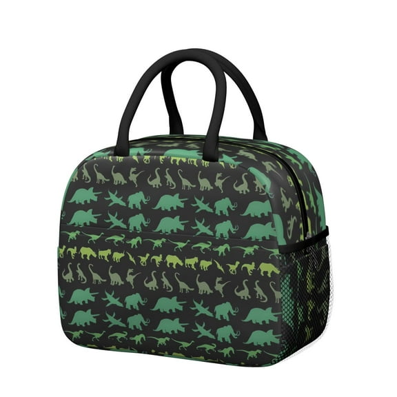 Womens Green Dinosaurs MultiShapes Pattern Lunch Box for Work,Insulated Lunch Bag for Women,Loncheras Para Mujer,Leakproof Adult Lunch Bag for Work,Beach,Travel,Picnic,Camping