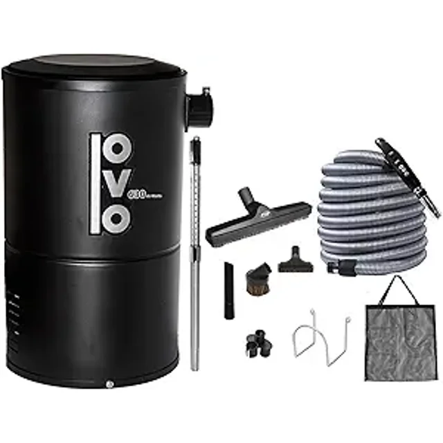 OVO Système d'Aspirateur Central Compact 630AW, Filtration Hybride, 18l, Kit d'Accessoires de Luxe 30 Pieds Inclus