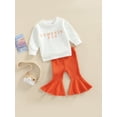 thumbnail image 5 of Lieserram Infant Baby Boy Girl Outfit Clothes 6 12 18 24 Months 2T 3T Fall Pumpkin Sweatshirt Flare Pants Set, 5 of 9