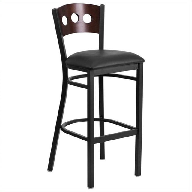 Flash Furniture Hercules 32" Upholstered Bar Stool in Walnut and Black