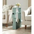 thumbnail image 2 of Kings Brand Furniture Narrow Side Table with Storage Shelf, Slim End Table with Magazine & Remote Holder, Small Space Bedside Table for Living Room or Bedroom, Ice Blue, 2 of 3