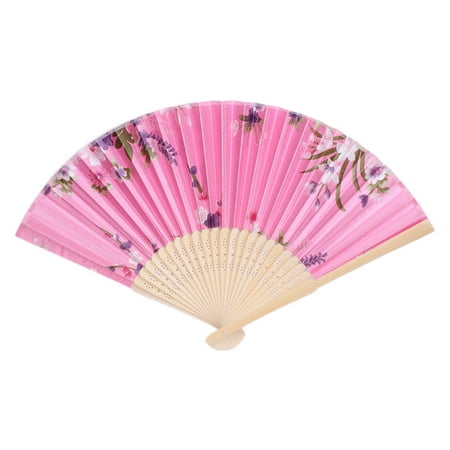 

Colorful Chinese Bamboo Folding Hand Fan Flower Floral Wedding Dance Party Decor