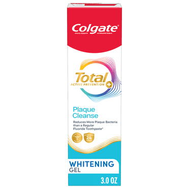 Colgate Total Active Prevention Plaque Cleanse Whitening Toothpaste Gel, Cool Peppermint, 3 oz