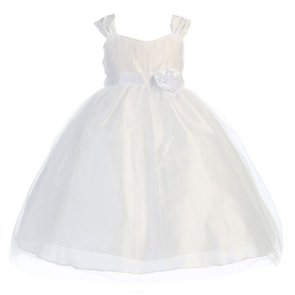Sophias Style - Little Girls White Polysilk Tulle Flower Girl Dress 2T ...