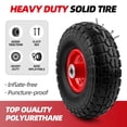 thumbnail image 2 of 10-Inch Flat-Free Tires – 4-Pack Solid Rubber Wheels – Universal Replacement for Hand Trucks, Carts, Dollies – Never Go Flat – 5/8" Bore, 2.25" Hub Width (RED), 2 of 7
