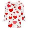 thumbnail image 4 of Womens 3/4 Sleeve Tops Plus Size Valentines Day Tee Shirts Love Hearts Printed Crew Neck Tshirts Casual Loose Fit (L, White), 4 of 6
